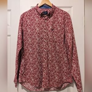 American Eagle Outfitters Men's M Classic Fit Floral Print Button Up - Red/White